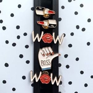 Berry Jewelry Wow Lipstick Boss Pin Set